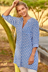 Mila Shirt Tunic | Flower Circles Blue