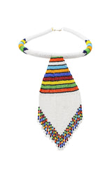 Nala Beaded Maasai Necklace | White - Aspiga