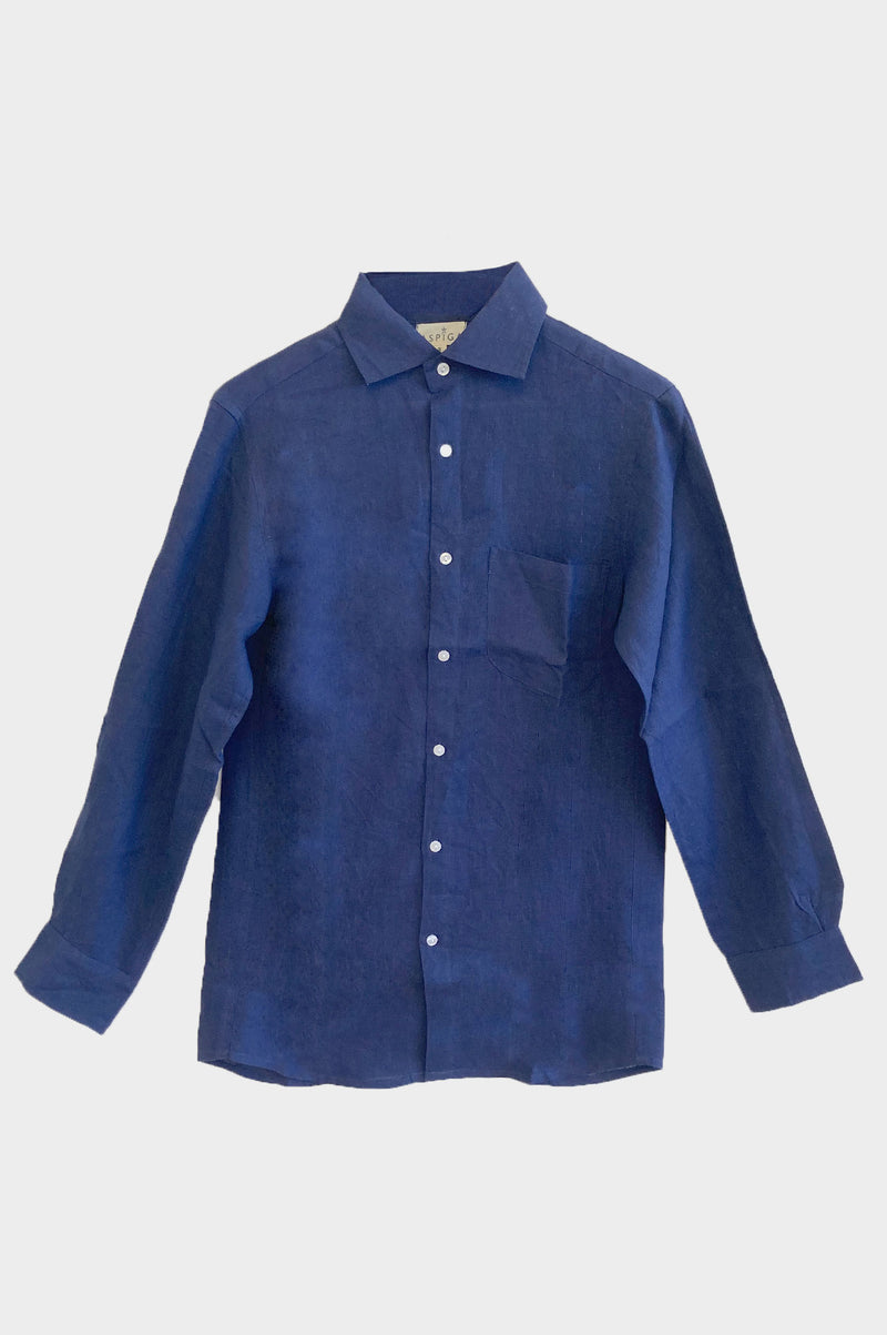 Men's Linen Shirt | Navy - Aspiga