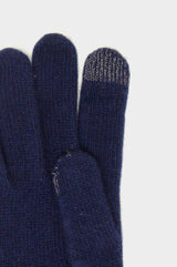 Touchscreen-Wool & Cashmere-Blend-Gloves-Navy