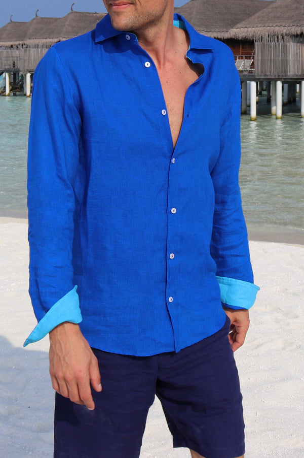 Men's-Premium-Linen-Shirt-Cobalt Blue