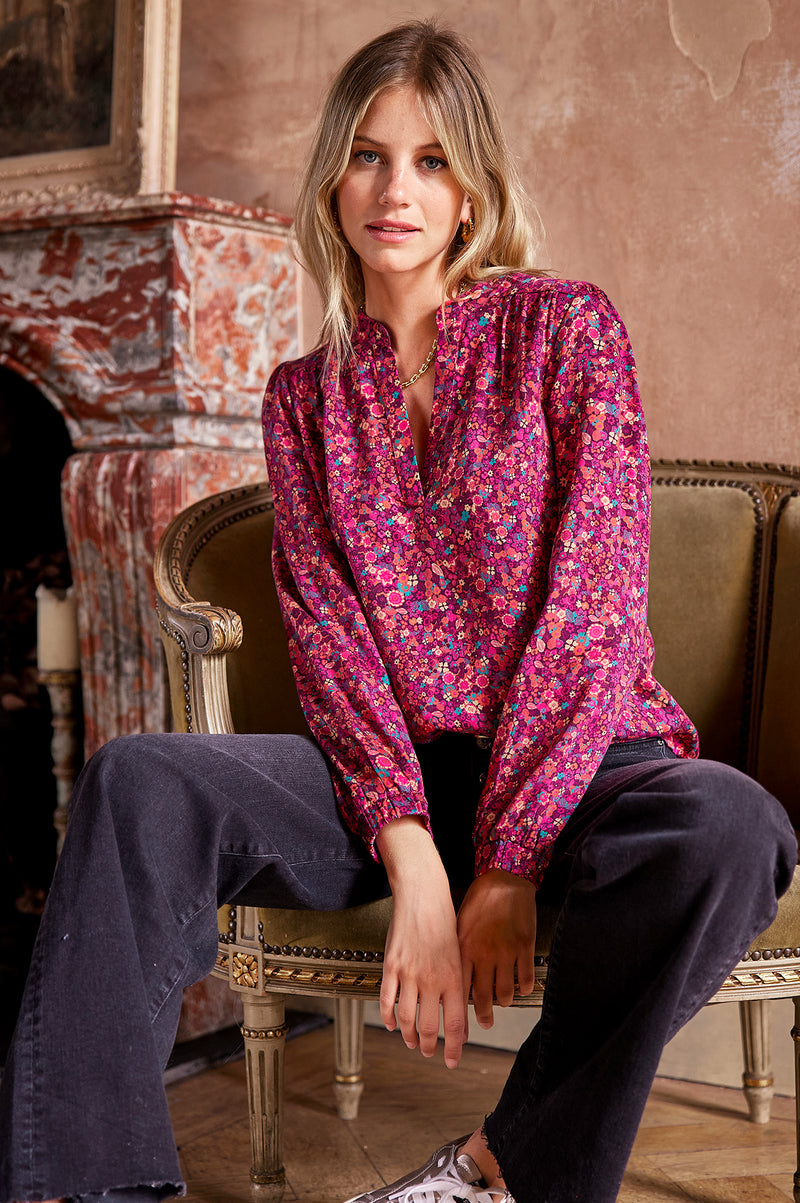 Olivia-Blouse-Ditsy-Burgundy