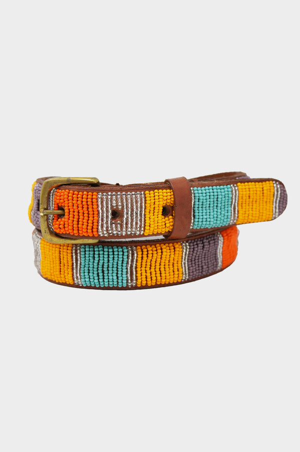 Fully-Beaded-Block-Belt-Orange/Sea-Green