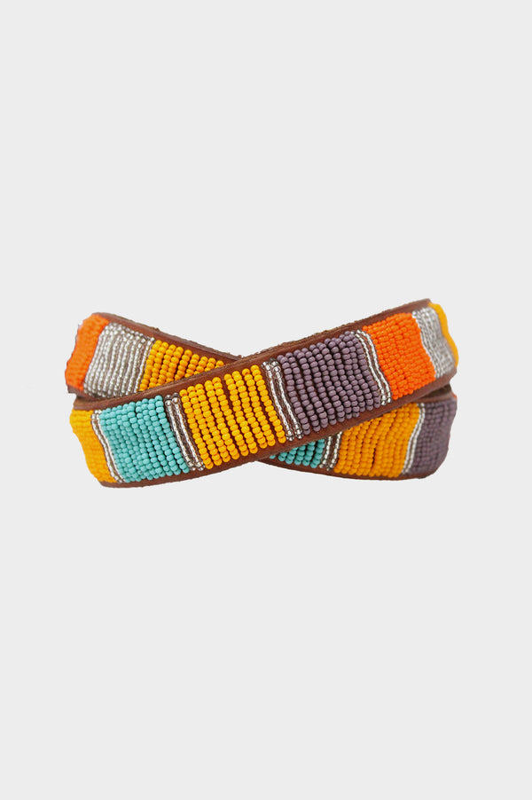 Fully-Beaded-Block-Belt-Orange/Sea-Green