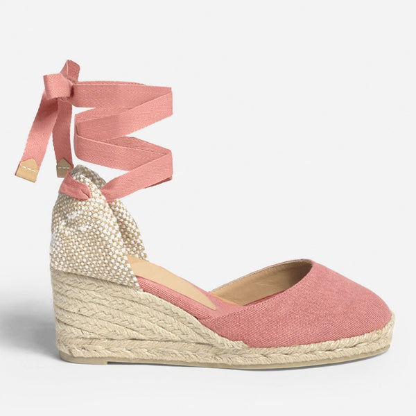 Aspiga Sustainable Ladies Carina Canvas Wedge Espadrilles Rosa Pink