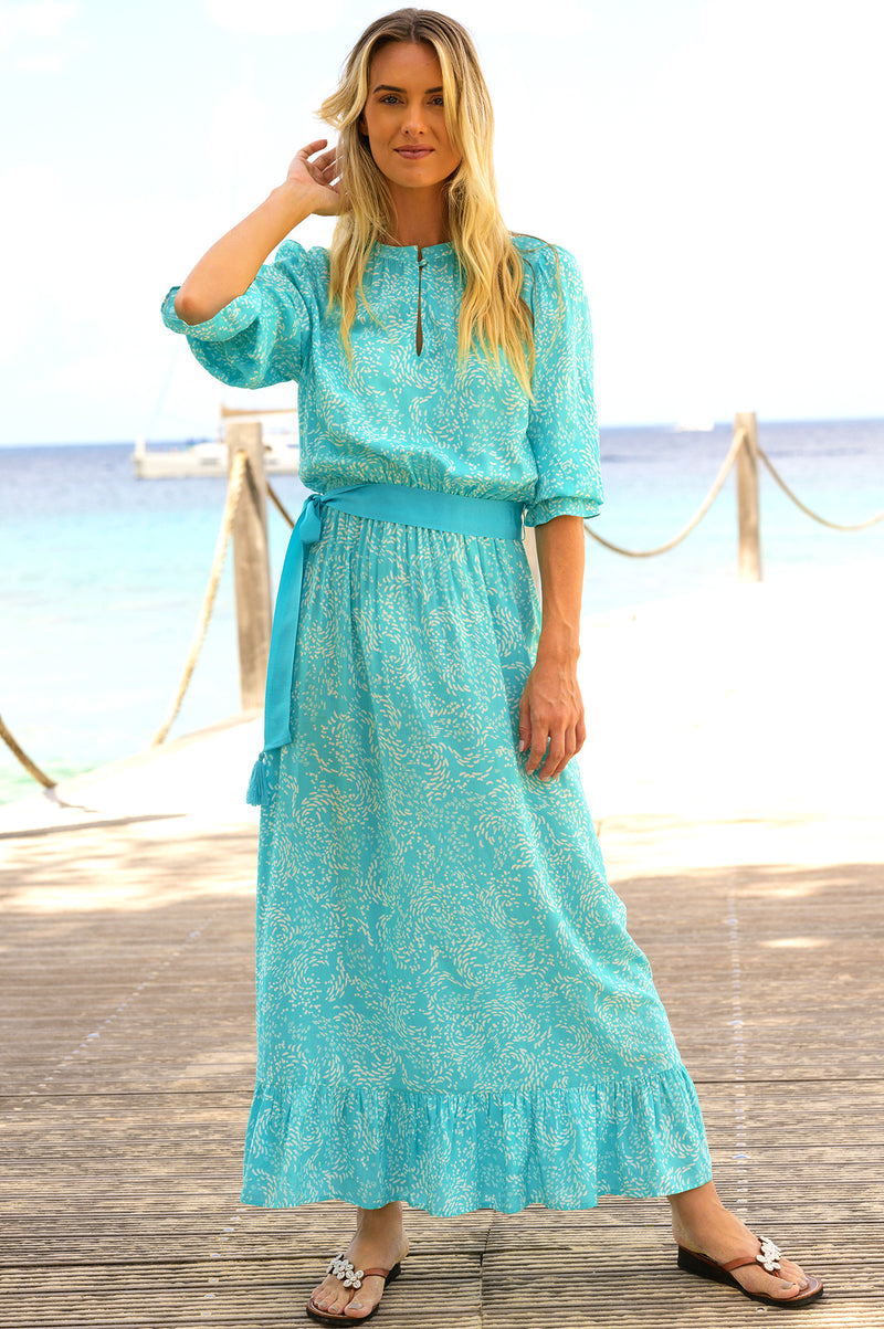 Maeve-Tea-Dress-Swirl-Turquoise/White