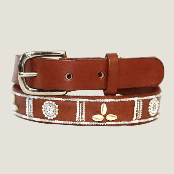 Brown Shell-Embellished Women\'s Belt Angel Ranch Ladies Brown Gun Shell Concho Western Belt DA3742 main image 4