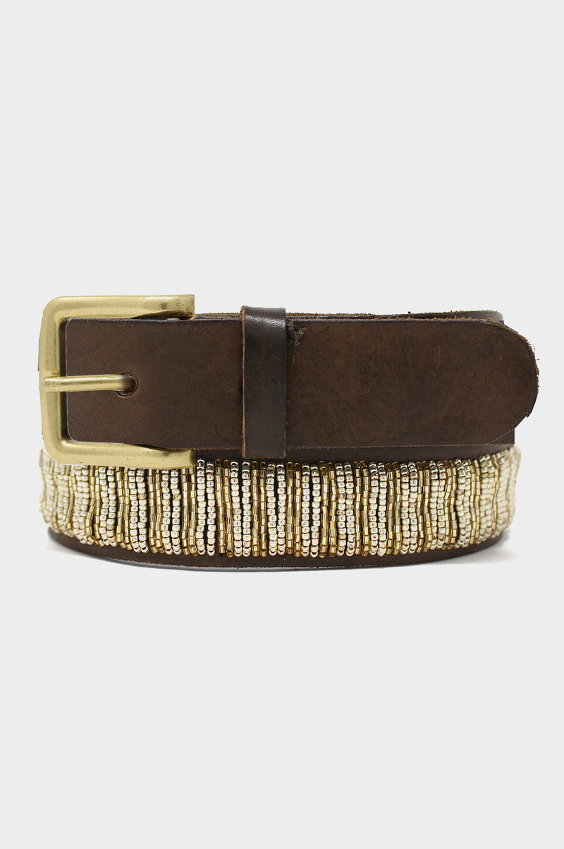Full Beaded Belt | Light Gold