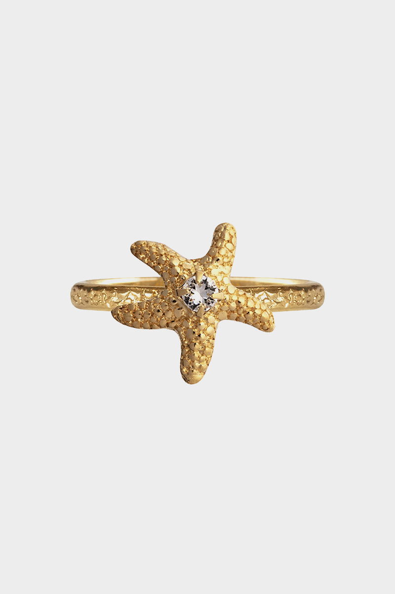 Sea-Star-Ring-Gold/Crystal
