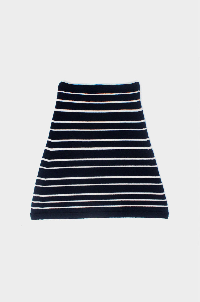 Striped Funnel Shape Neck Warmer | Navy/ Cream