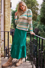Sylvia-Organic-Corduroy-Midi-Skirt -Alpine-Green