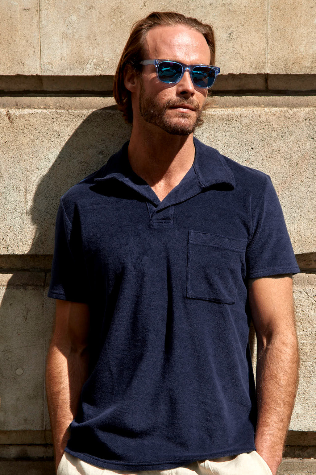 Men's Towelling Polo Shirt | Navy – Aspiga