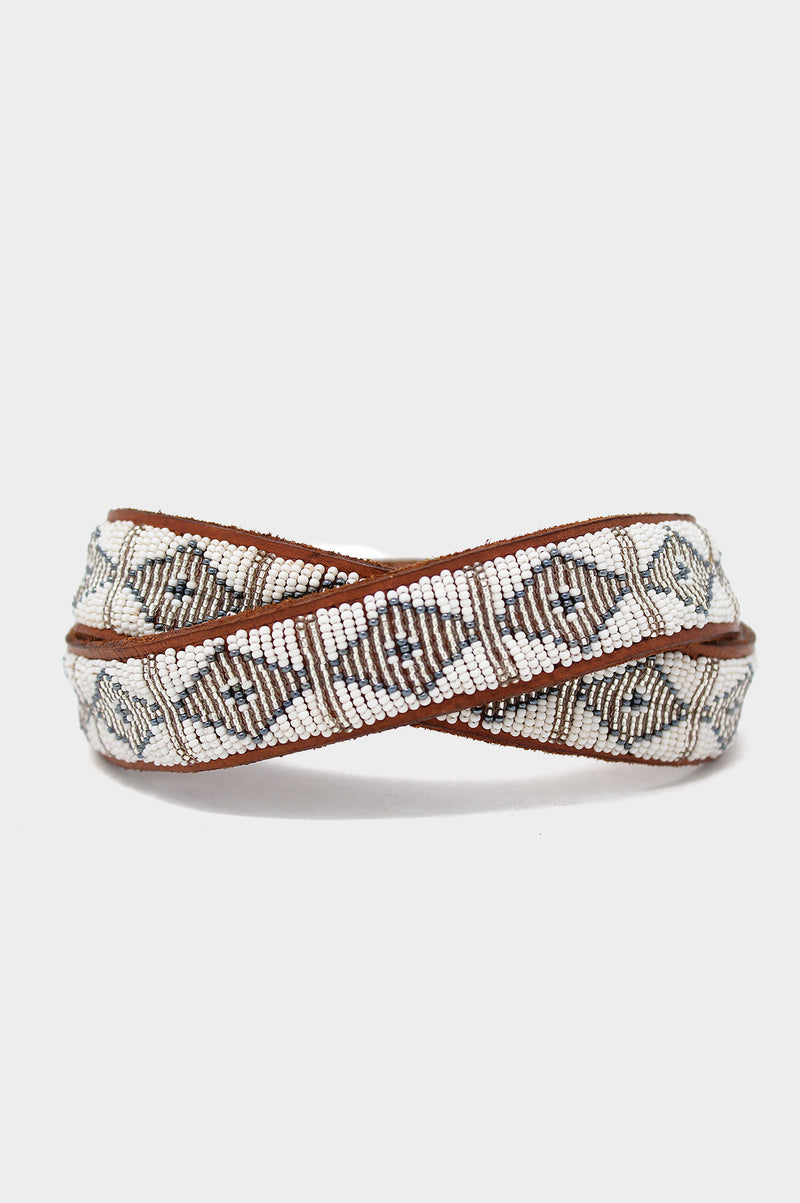 Triangle Leather Belt | White/Silver