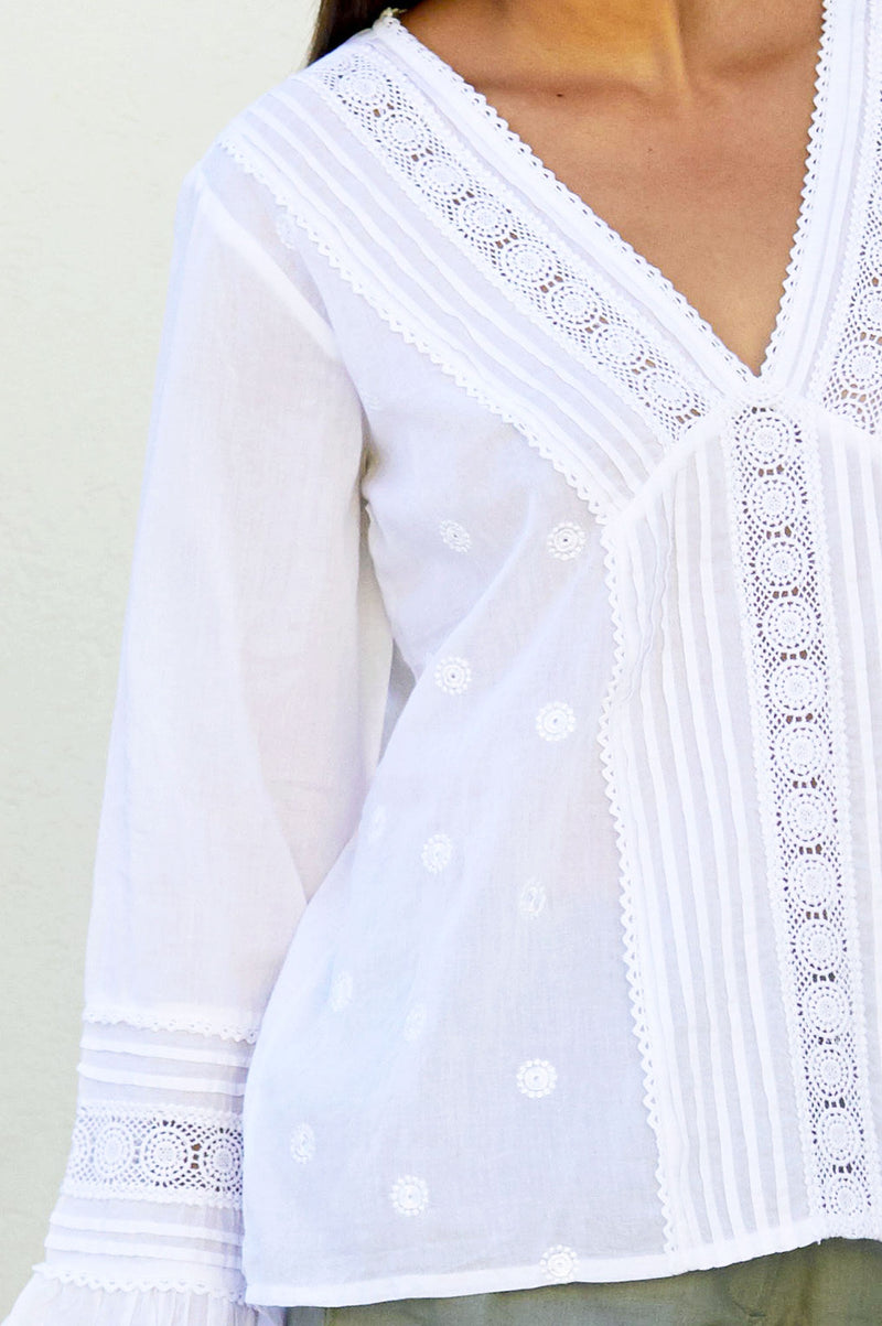 Valentina Embroidered Blouse | White