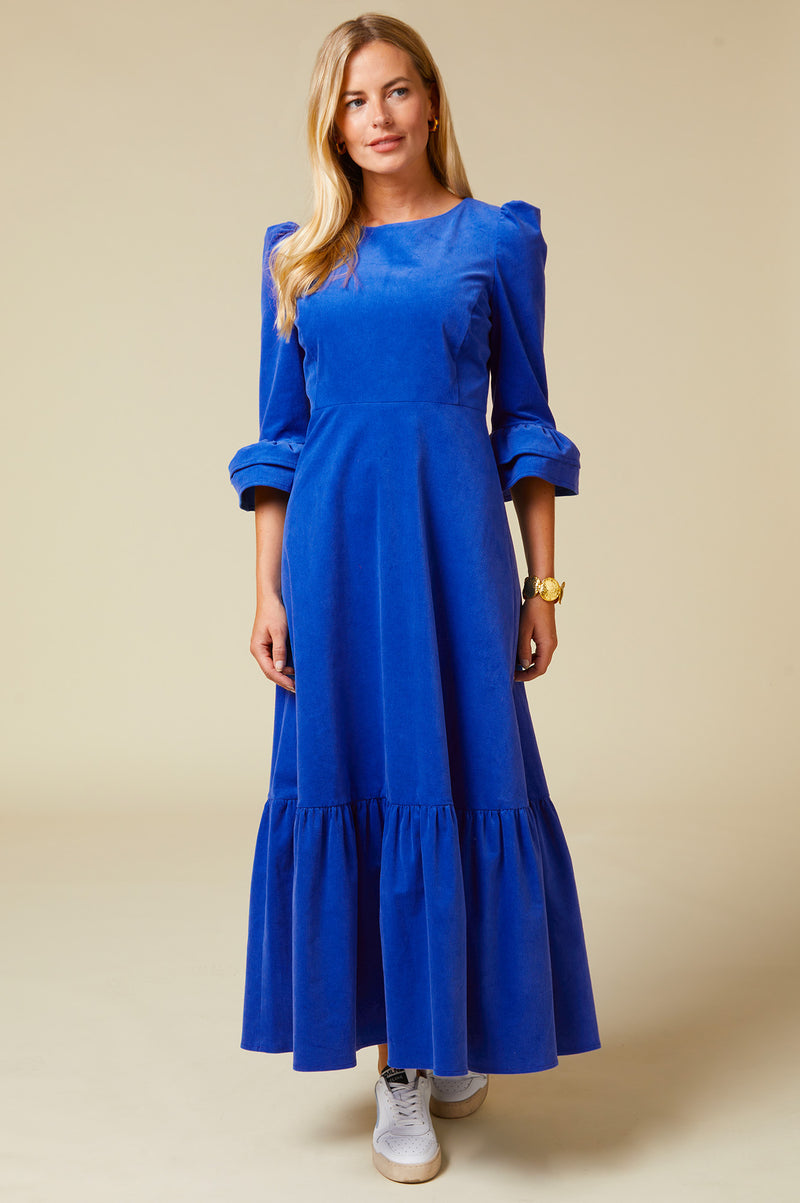 Victoria 3/4 Sleeve-Corduroy-Dress-Bluette