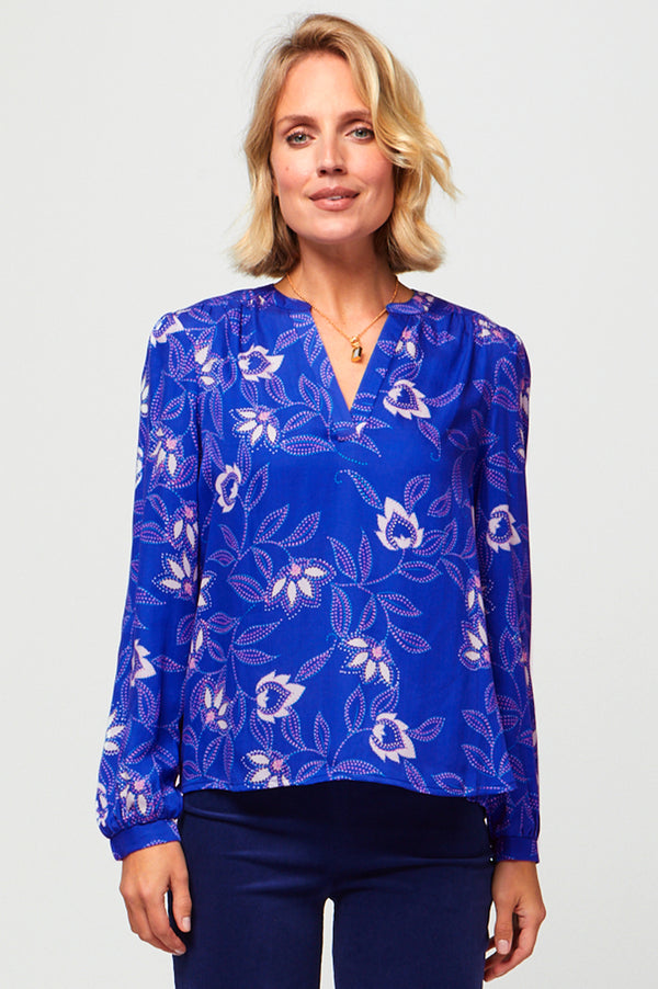 Olivia-Blouse-Waterlily-Cobalt-Purple