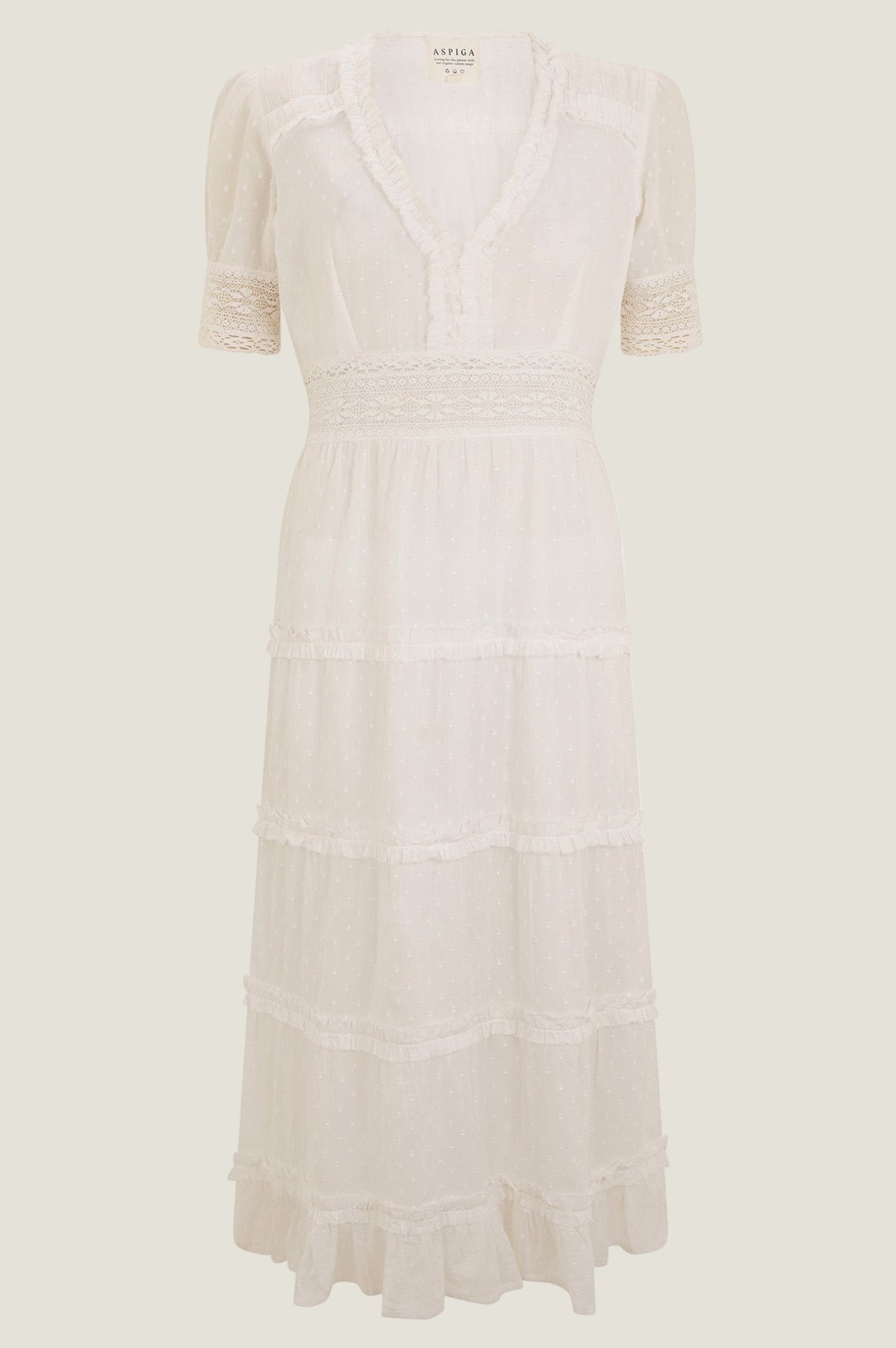 Aspiga Ladies Sustainable Viola Cotton Blue V-Neck Short Sleeve