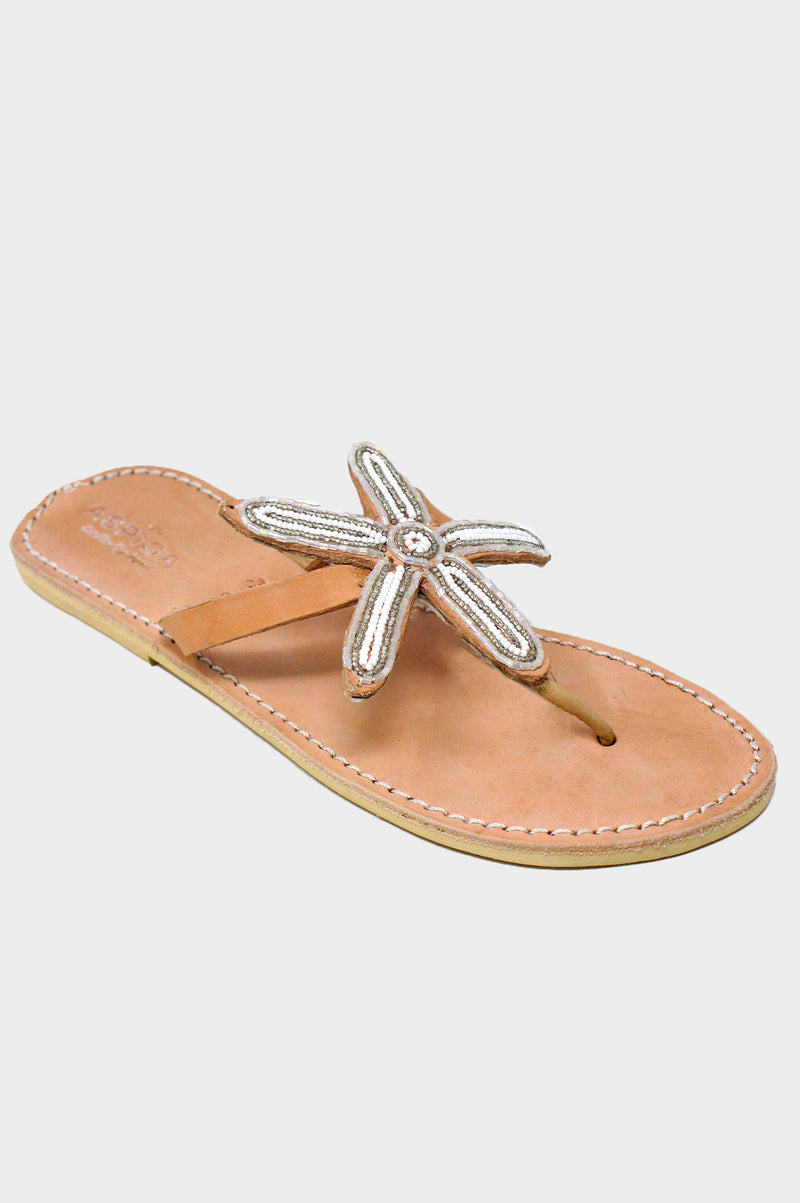 Flower-Star-Sandals-White-Silver