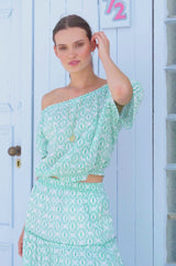 Bea Organic Cotton Skirt | Circle Geo Green