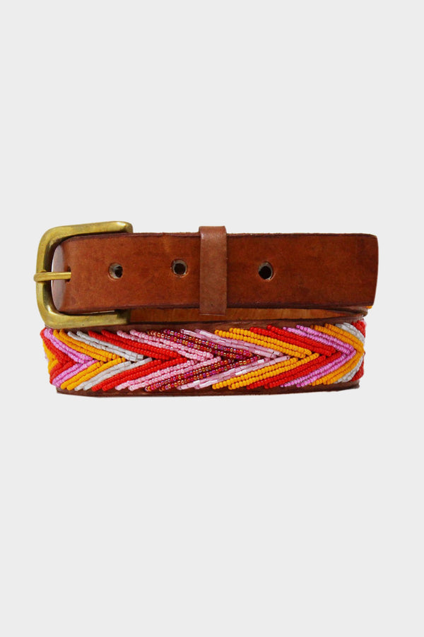 Arrow Leather Belt | Pink/Orange