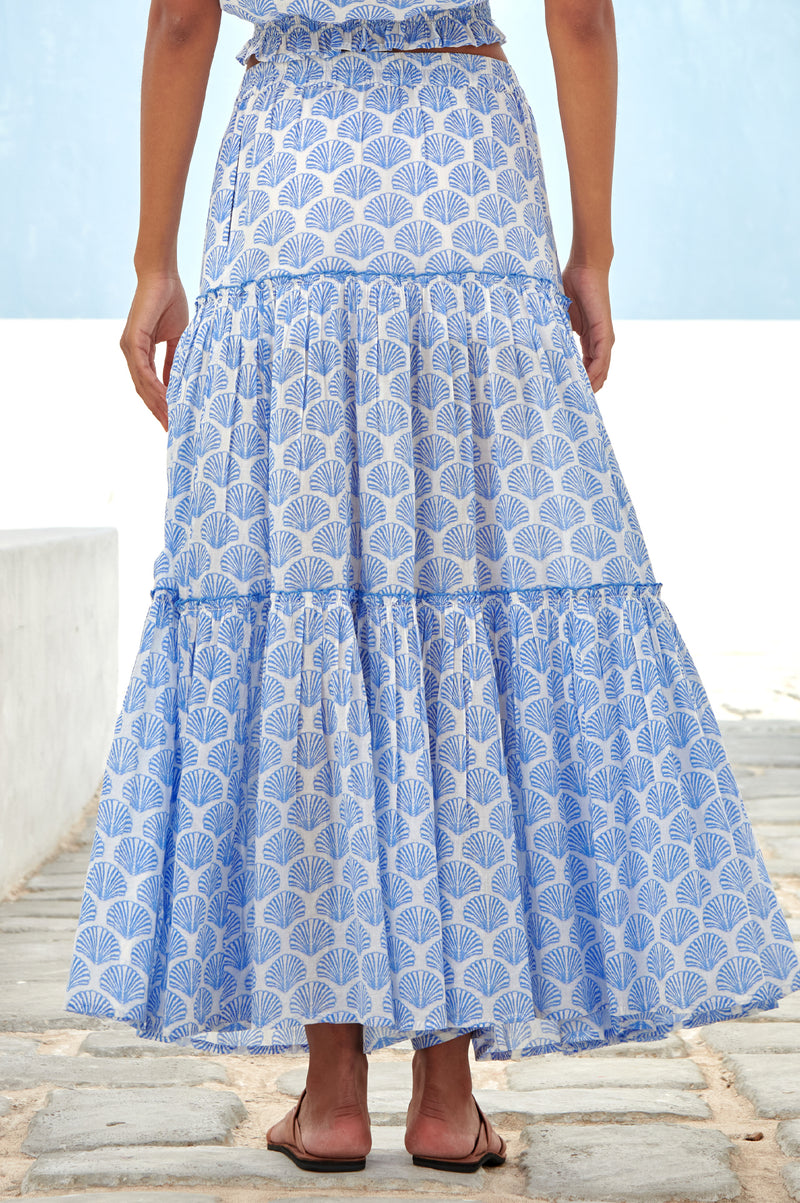 Blue white maxi sales skirt