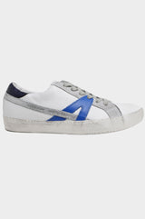 Leather Low-Top Trainers | White/Blue - Aspiga