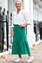 Sylvia-Organic-Corduroy-Midi-Skirt -Alpine-Green