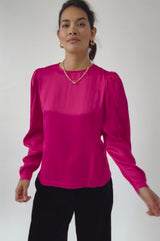 Emelia Satin Top | Fuchsia
