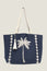 Palm Tree Jute Beach Bag | Navy/Silver