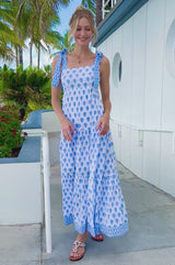 Tabitha Organic Cotton Maxi Dress | Pineapple White/Blue