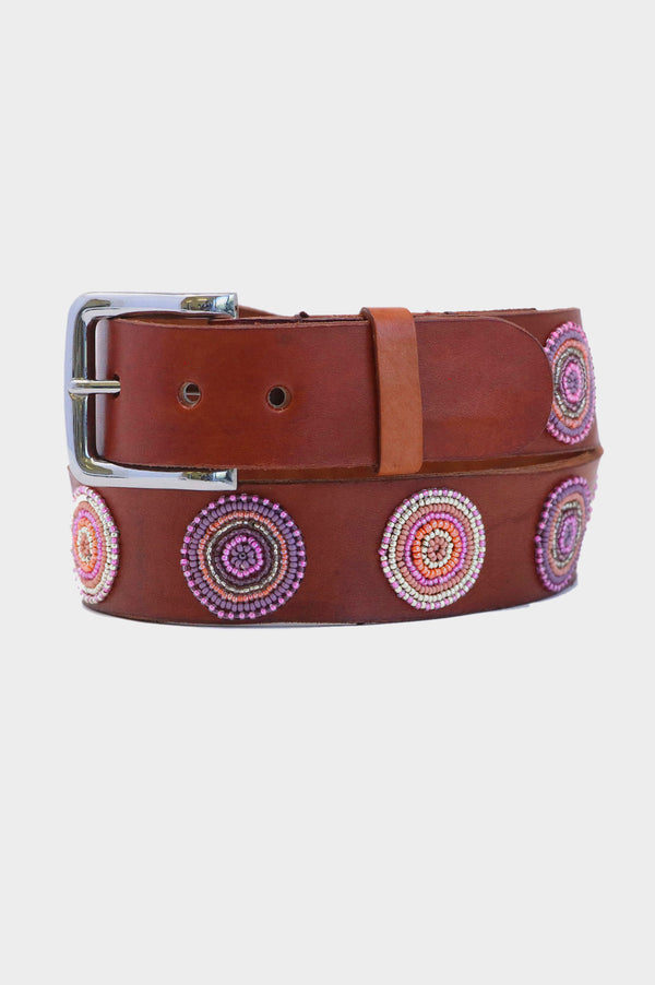 Disc Leather Belt | Dusty Pink