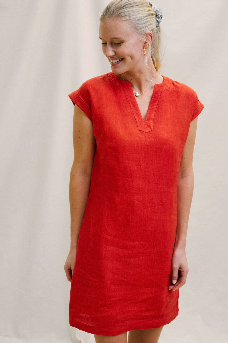 Dori Linen Dress | Red