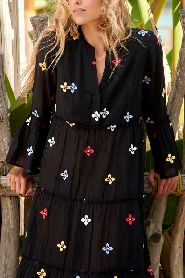 Florence-Embroidered-Organic-Cotton-Kaftan-Black-Multi