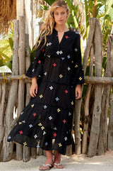 Florence-Embroidered-Organic-Cotton-Kaftan-Black-Multi