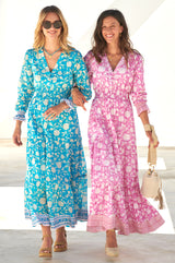 Billie-Regular-Length-Dress-Ornate-Flower-Pink-White