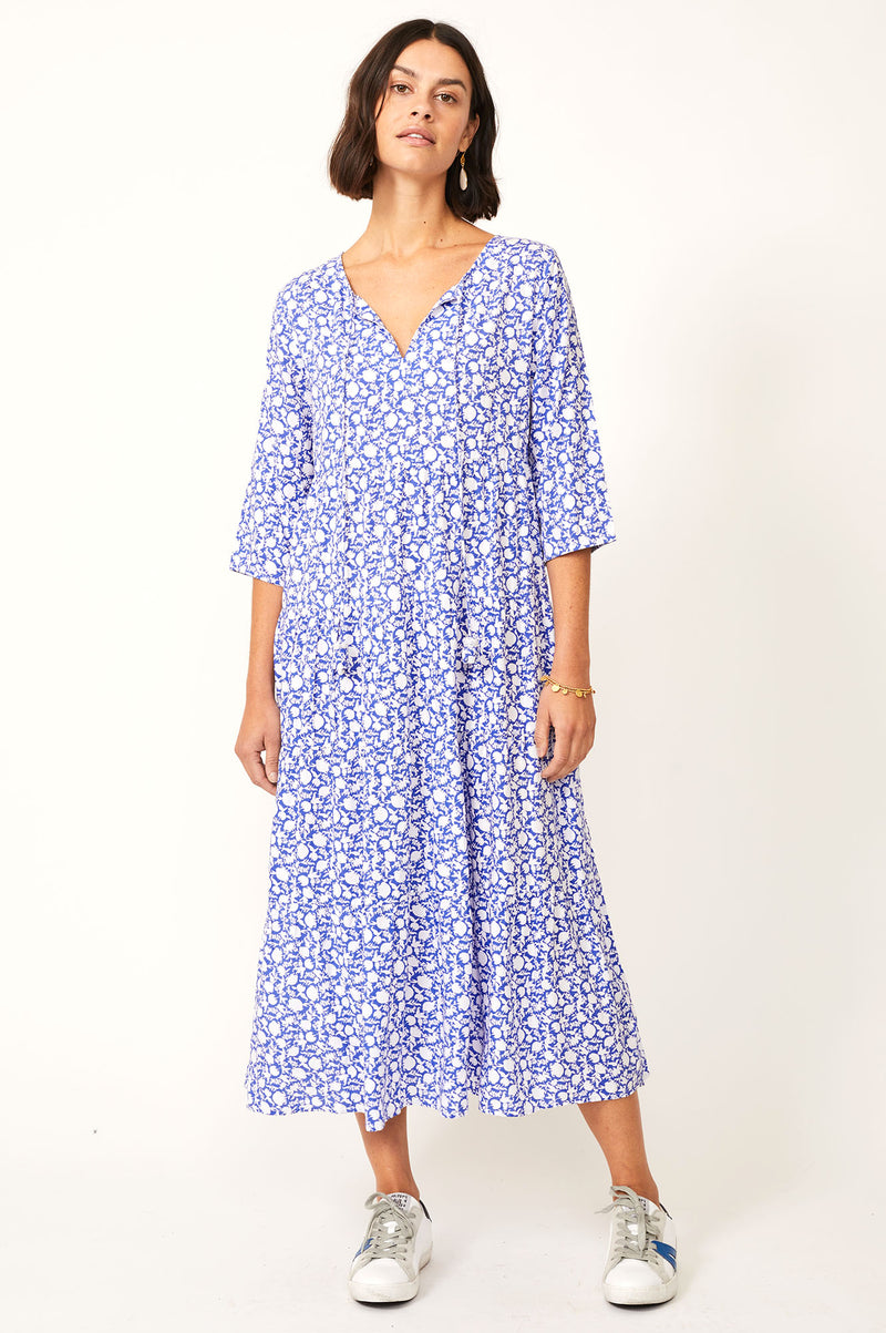 Emma-Midi-Dress-Flower-Blue