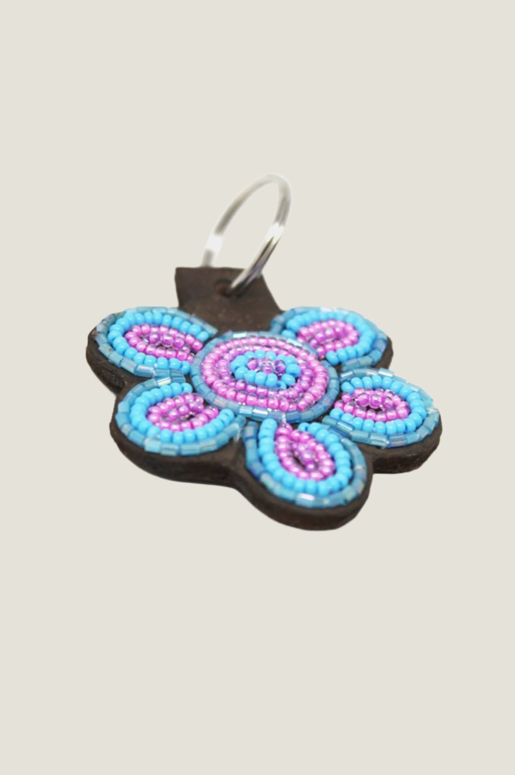 Flower Keyring Turquoise Pink