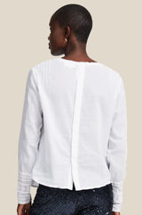 Gina Frill Dobby Blouse | White