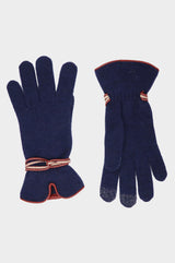 Touchscreen Woollen & Leather Gloves | Navy