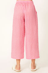 Leah Pyjama Bottoms | Leaf Pink/White