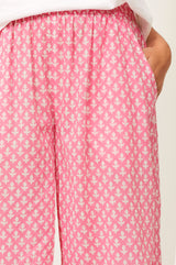 Leah Pyjama Bottoms | Leaf Pink/White