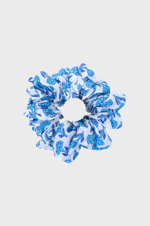 Scrunchie | Flower White/ Blue