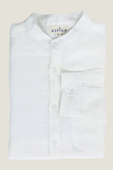 Men's Nehru Collar Linen Shirt | White