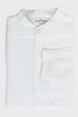 Men's Nehru Collar Linen Shirt | White