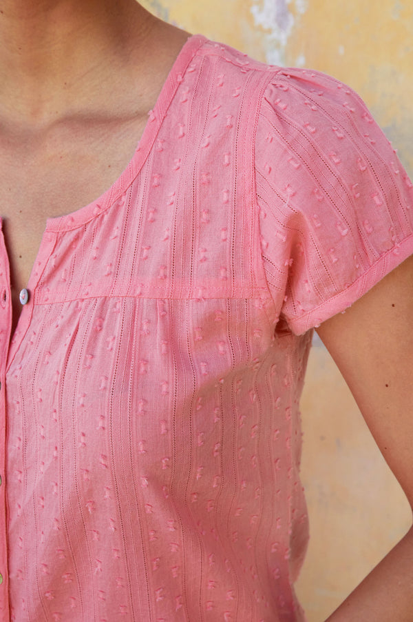 Lisbon Cotton Dobby Shirt | Pink