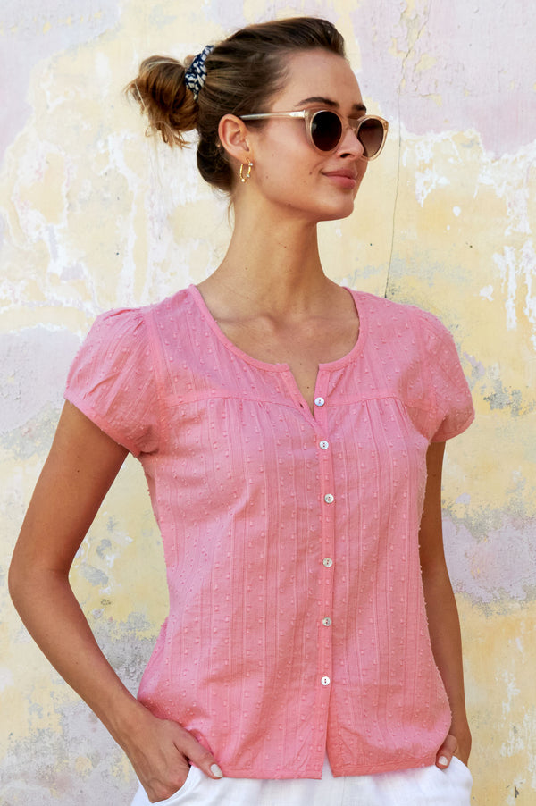 Lisbon Cotton Dobby Shirt | Pink