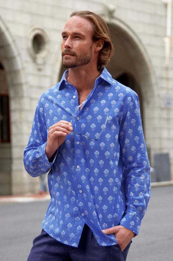 Men's Shirt-Pineapple-Marina-Blue