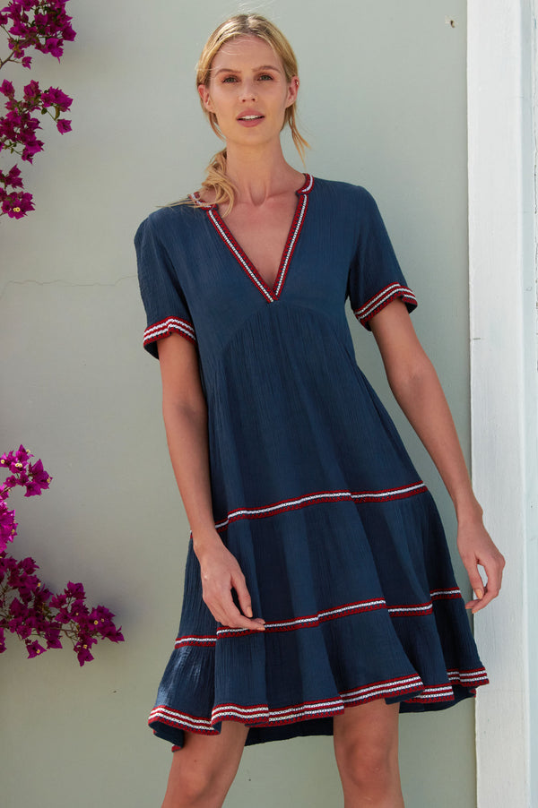 Meredith-Embroidered-Organic-Cotton-Dress-Navy-Red