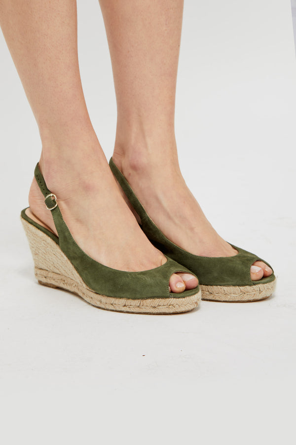 Mykonos Peep Toe Espadrilles | Khaki - Aspiga
