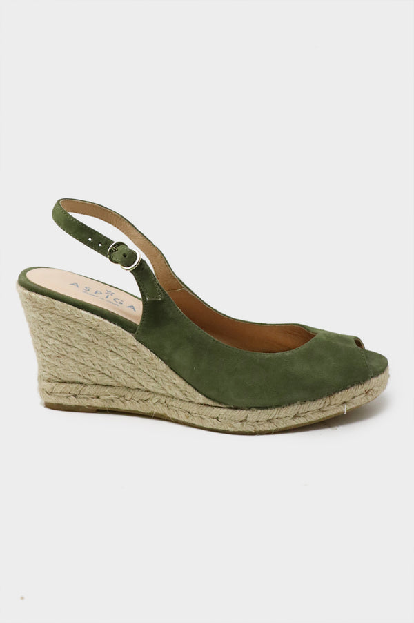 Mykonos Peep Toe Espadrilles | Khaki - Aspiga